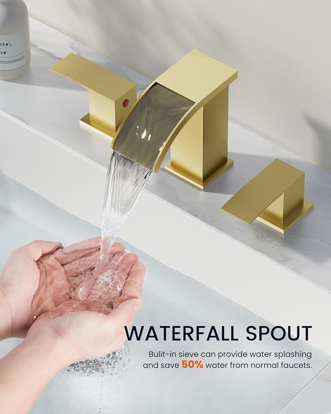 gotonovo Waterfall 8 inch Widespread Bathroom Faucet Set Bathroom Sink Faucet 3 - Image 9