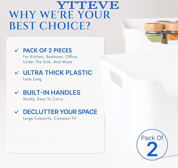 2 Pack Large Plastic Storage Bins - Image 4