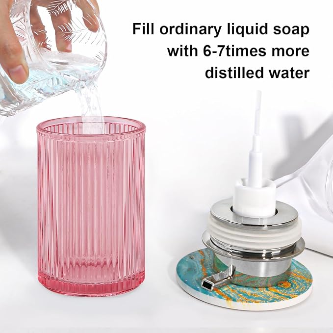Foaming Soap Dispenser, 12 Oz Pink Glass Foam Hand Soap Dispenser, Refillable - Image 5