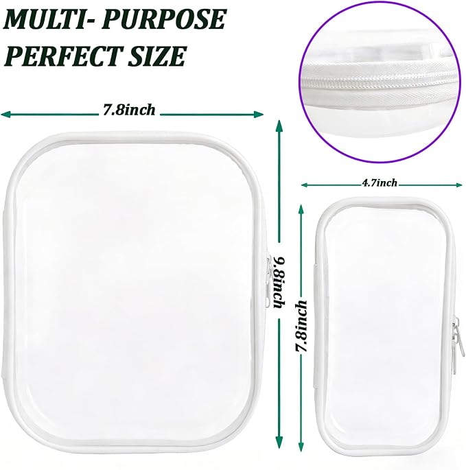 3 Pcs Clear Hard Zipper Case, Hard Shell Plastic Clear Organizer Bag, - Image 2