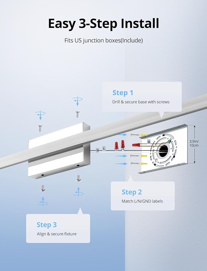 Combuh 48Inch Bathroom Vanity Light Fixtures Extra Long Lighting Bar Above - Image 7