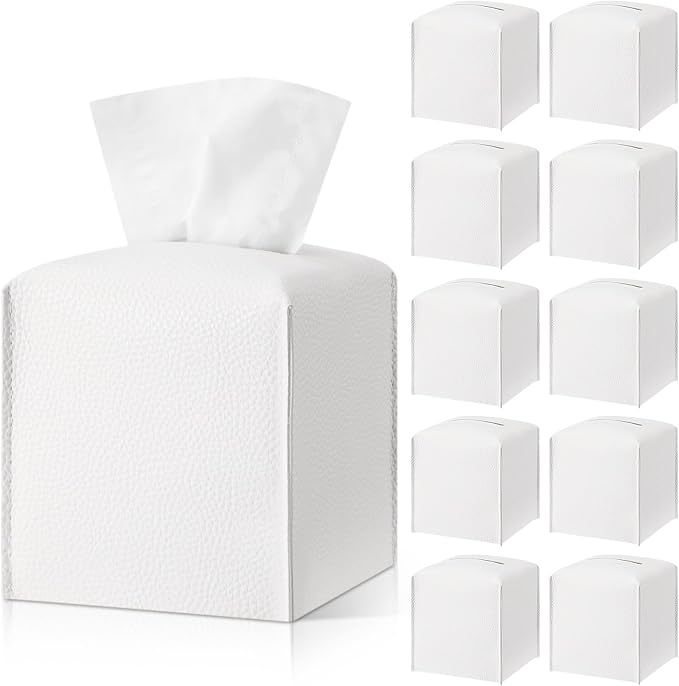Honeydak 10 Pcs Tissue Box Cover Square Modern PU Leather Tissue Box Holder by Honeydak