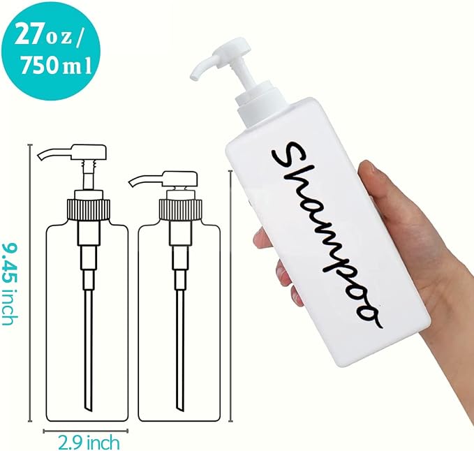 21oz Shampoo and Conditioner Dispenser Modern Refillable Shampoo Pump Bottles - Image 2