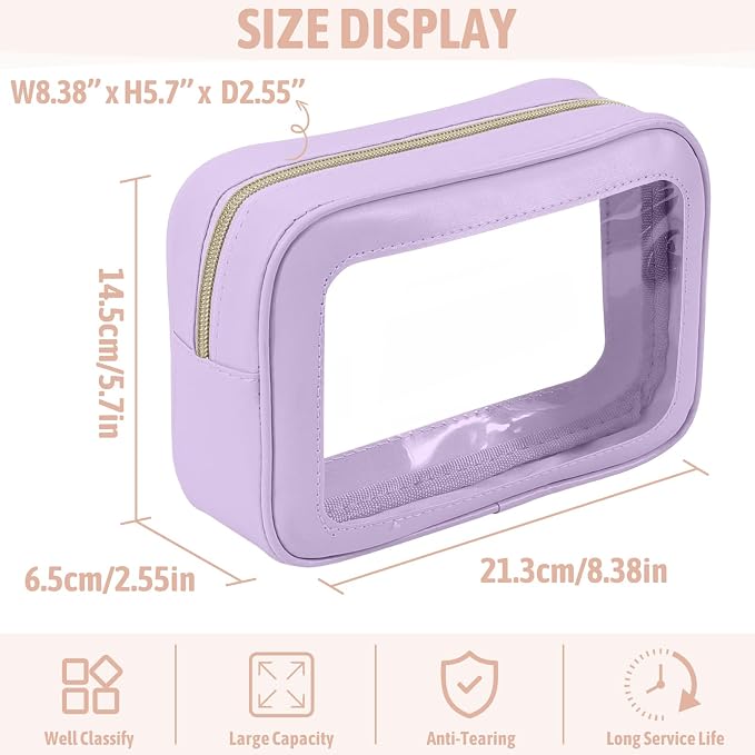3PCS Clear Toiletry Bag, TSA Approved Travel Pouch - Image 3