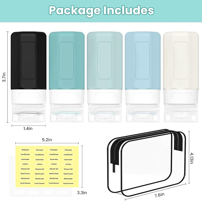 2 oz Travel Bottles, Small Size Containers, TSA Approved Silicone Toiletries - Image 8