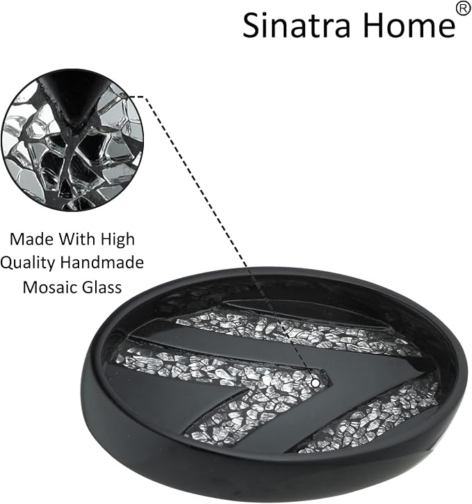 Zahari Home 4pc Sinatra Stylish Bathroom Accessories Set Black Soap - Image 6