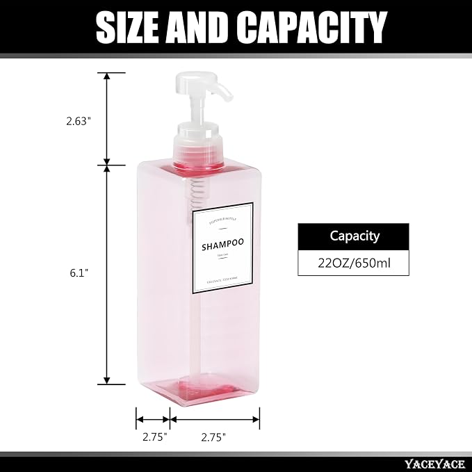 22oz Set of 3 Travel Shampoo and Conditioner Dispenser, Empty Soap Dispenser - Image 3
