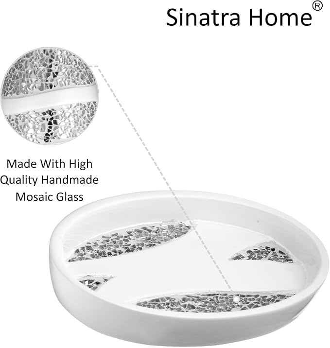 Zahari Home 4pc Sinatra Stylish Bathroom Accessories Set White Soap Dispenser - Image 6