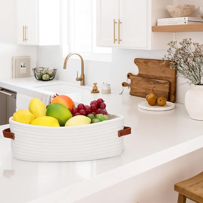 Bathroom Countertop Organizer Basket, Cotton Rope Woven Storage Basket Toilet - Image 4