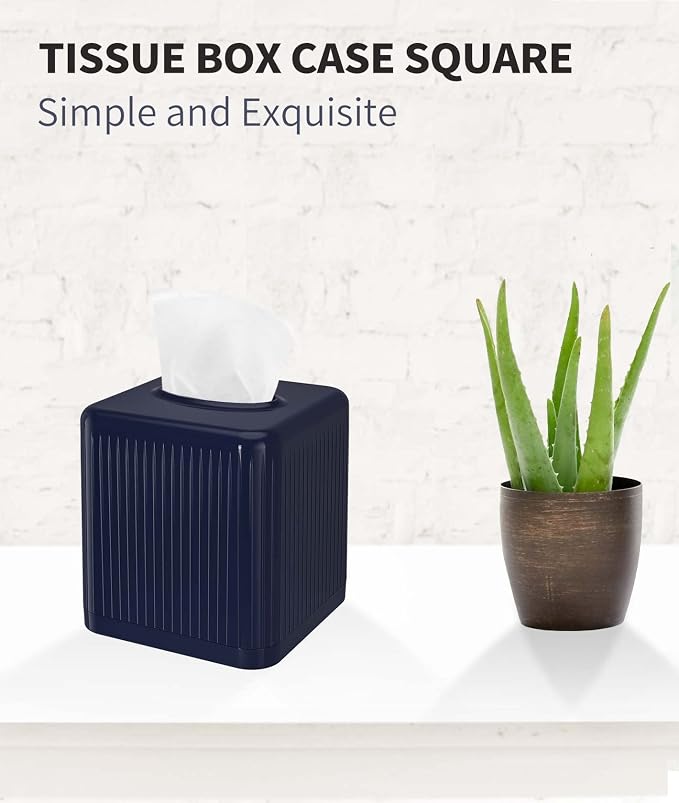 Livelab Tissue Box Cover with Base, Square Plastic Tissue Box Holder Decorative - Image 9