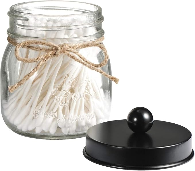 SheeChung Small Mason Jar, Glass Qtip Holder, Apothecary Jars by SheeChung
