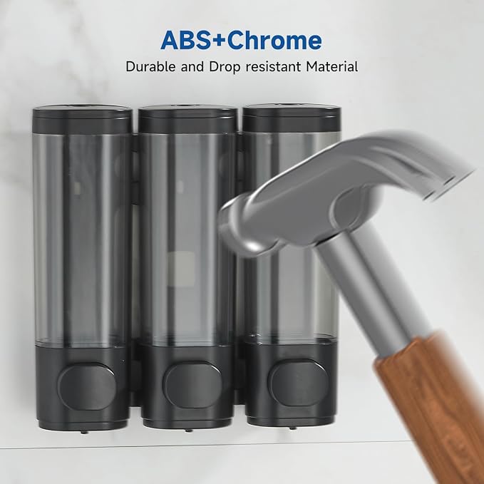 Shampoo and Conditioner Dispenser, Shower Soap Dispenser 3 Chamber No Drill - Image 8