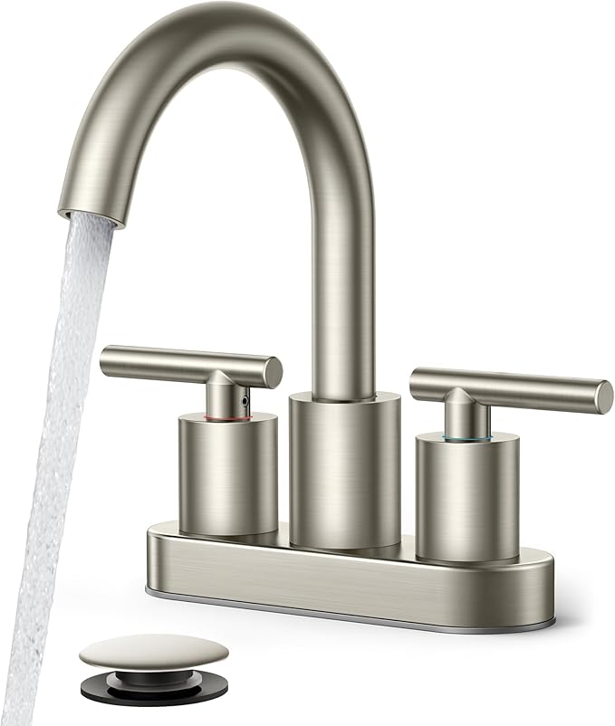 FORIOUS Brushed Nickel Bathroom Faucet 2 Hole, 4 Inch Centerset Bathroom Sink by FORIOUS