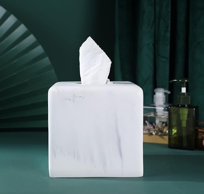 Hymmah Modern Square Tissue Box Cover Holder, Bathroom Accessories Decor Unique - Image 5