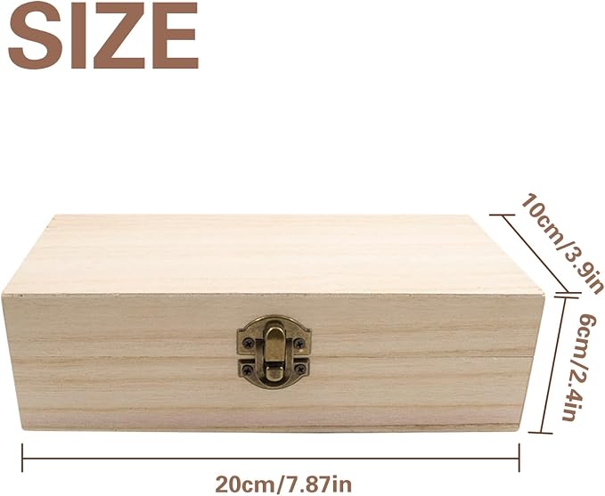 Wood Storage Box with Lid Solid Container Keepsake Decorative Table Large - Image 4