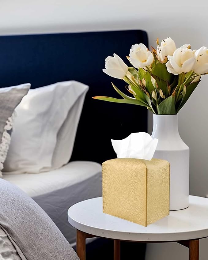 Gold Tissue Box Cover Leather – Tissue Holder - Image 6