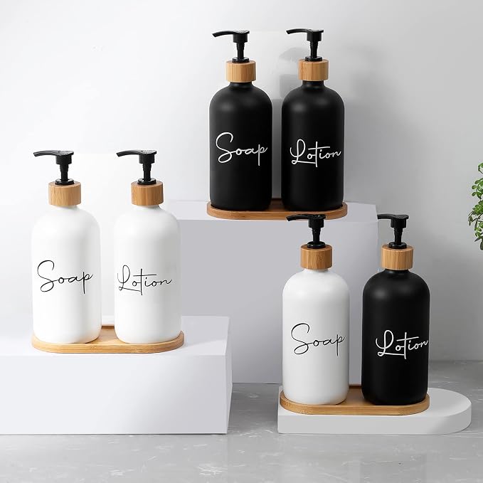 17 oz Hand Soap Dispenser Empty Glass Lotion Pump Bottles, Refillable Liquid - Image 4
