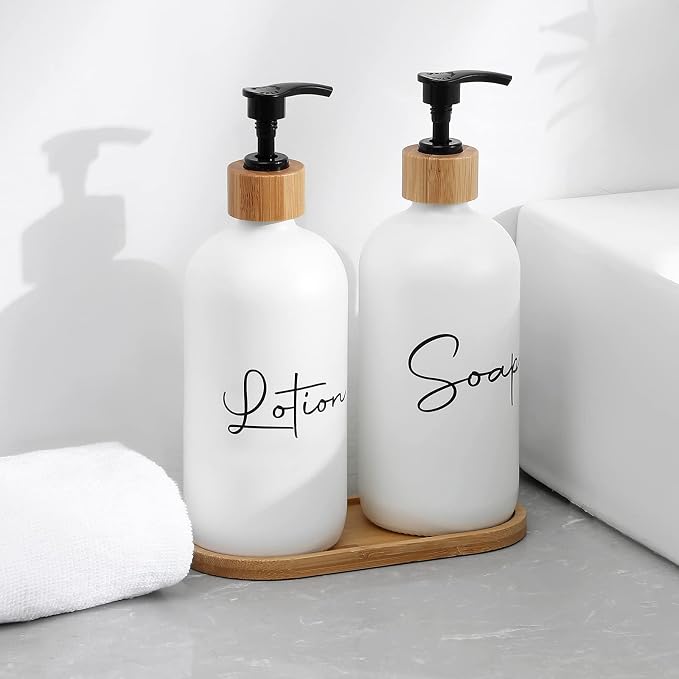 17 oz Hand Soap Dispenser Empty Glass Lotion Pump Bottles, Refillable Liquid - Image 3