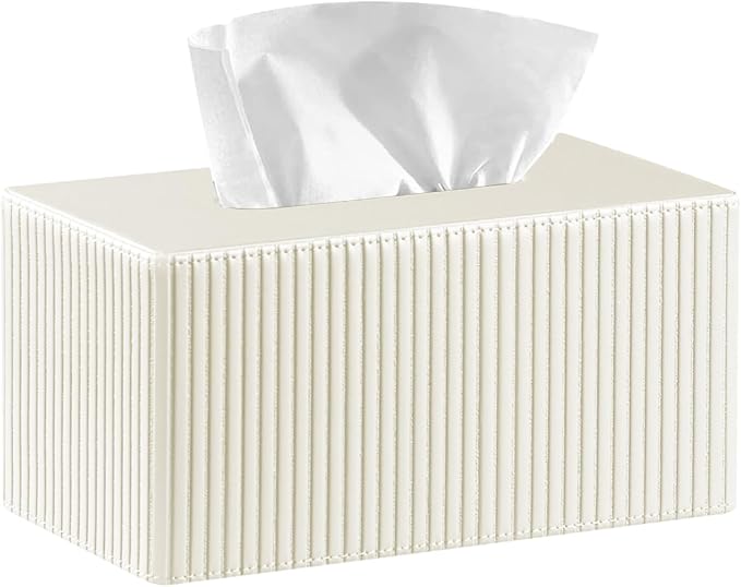Larger Tissue Box Cover, Modern PU Leather Rectangular Facial Tissue Holder by Thelittlebeautyoflife