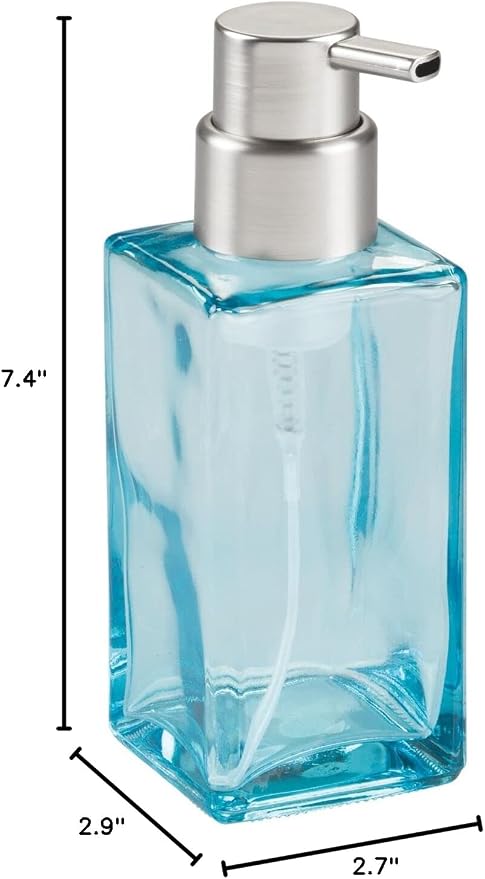 mDesign Glass Refillable Foaming Hand Soap Dispenser Modern Square Pump Bottle - Image 8
