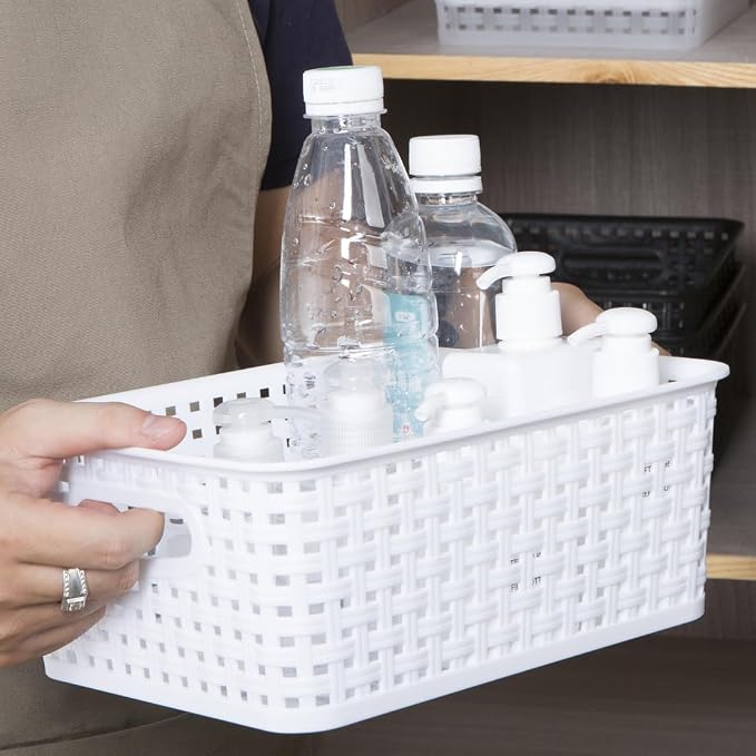 White Plastic Woven Storage Baskets - Image 4