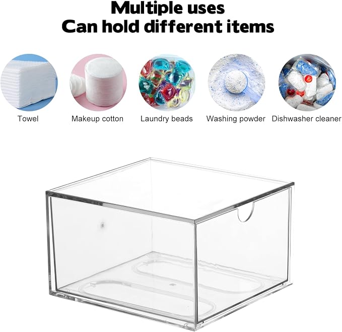 Rainmae Disposable Face Towel Holder, Face Towel Storage Box Bin, Stackable - Image 5
