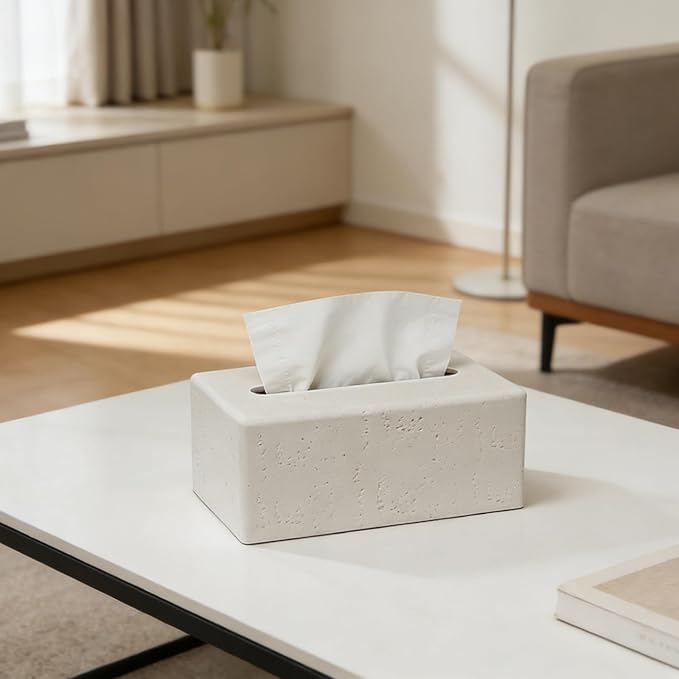 Tissue Box Cover Rectangle, Resin Decorative Facial Tissue Holder Covers Toilet - Image 7