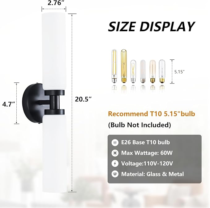 2 Light Black Bathroom Light Fixture Over Mirror, Modern Farmhouse Bathroom - Image 4