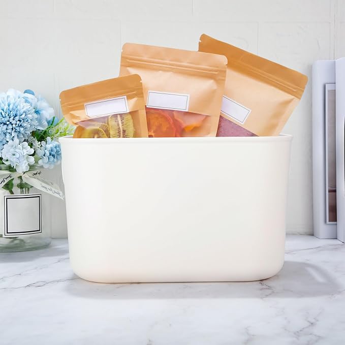 Zopeal Plastic Storage Bins 10 Pcs White Pantry Organizer Bins Small Baskets - Image 7