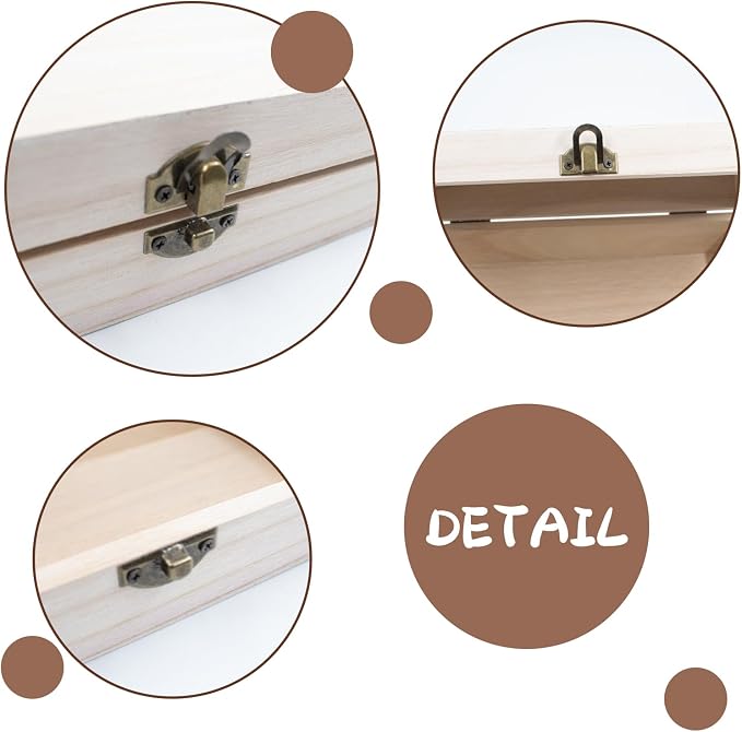 Wood Storage Box with Lid Solid Container Keepsake Decorative Table Large - Image 3