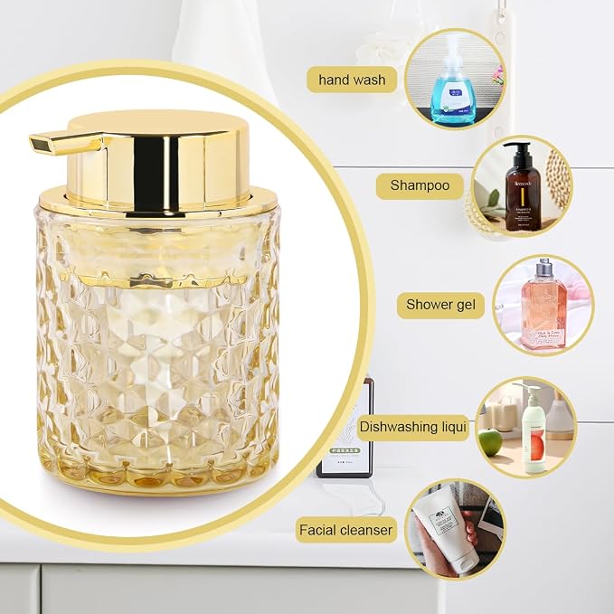 Amber Foaming Soap Dispenser, Glass Soap Dispenser - Image 4
