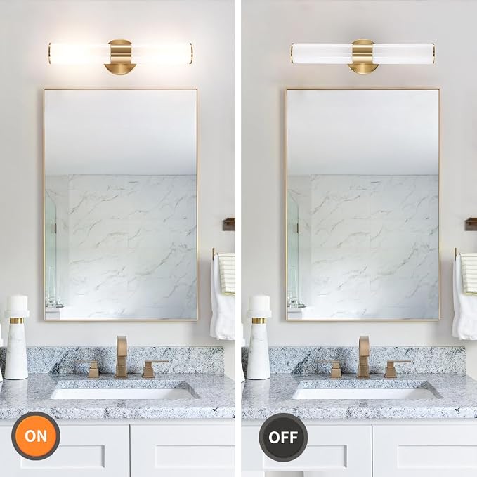 Gold Bathroom Wall Sconces Set of 2, Brass Wall Sconce - Image 5