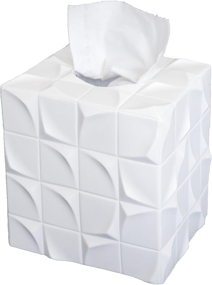 Hymmah Modern Square Tissue Box Cover Holder, Bathroom Accessories Decor Unique - Image 2