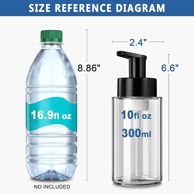 Foaming Soap Dispenser, 10 oz/300ml Foaming Hand Soap Dispenser, 3 Pack Glass - Image 3