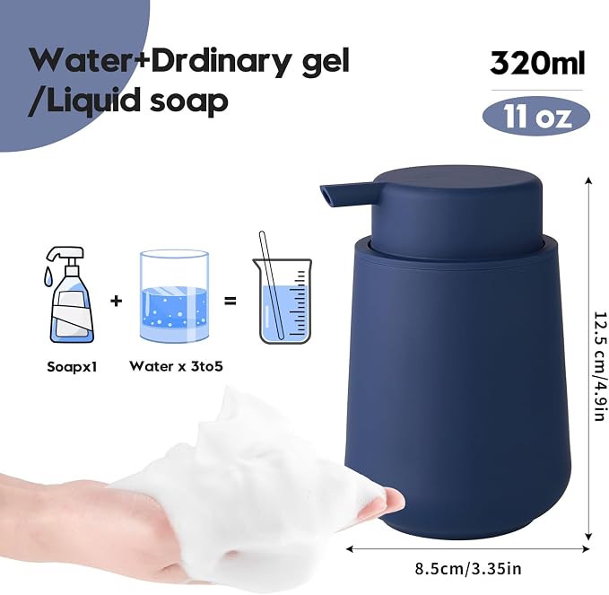 Matte Navy Blue Foaming Hand Soap Dispenser Plastic 11 oz - Image 4
