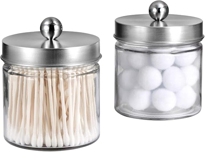 SheeChung 2-Pack Brushed Nickel Mason Jar Qtip Holder - Image 7