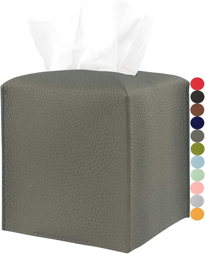 Tissue Box Cover Tissue Holder – Square Leather Tissue Cover Box by JESMINI