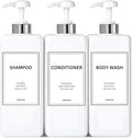 Modern Silver Shampoo and Conditioner Dispenser Refillable Pump Bottle Set by DIDROOM
