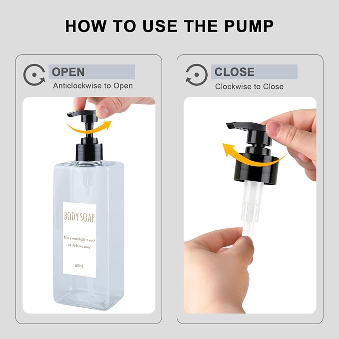 Shampoo and Conditioner Dispenser Modern Refillable Shampoo Pump Bottles - Image 5