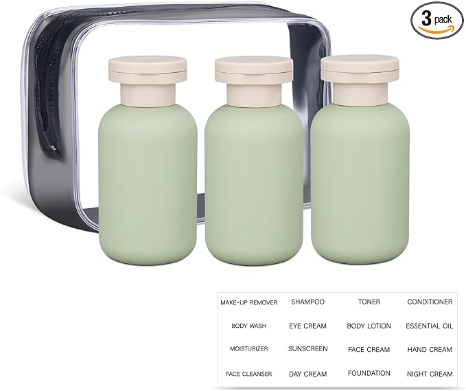 ASEVAT 3.4 oz Travel Bottles for Toiletries, Leak Proof Squeeze Bottles by ASEVAT