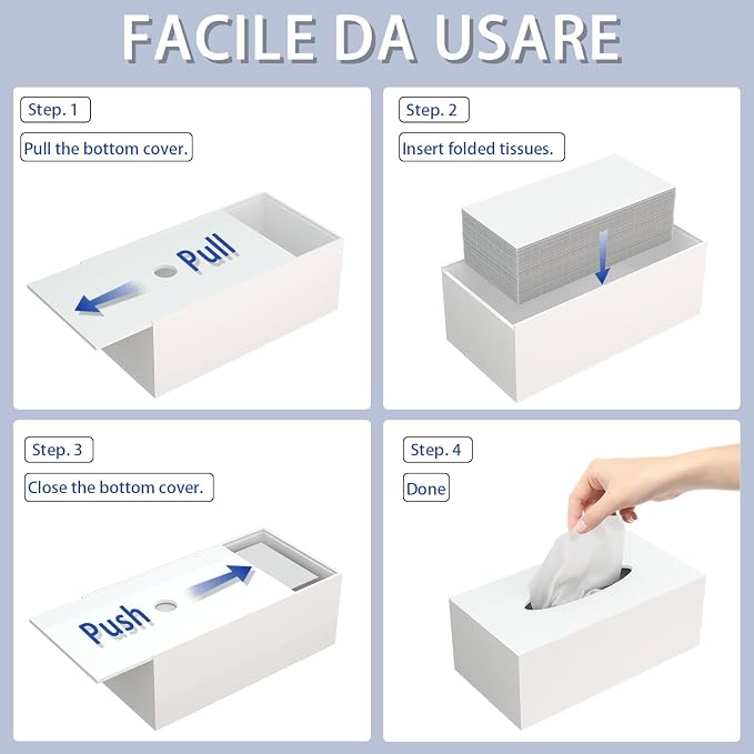 Acrylic Tissue Box Cover Rectangle, PITBVO White Tissue Box Holder, Facial - Image 3