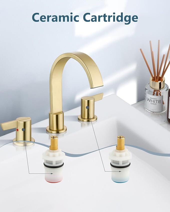 Aolemi Bathroom Faucets 3 Hole, 8 Inch Widespread Waterfall Bathroom Sink Faucet - Image 6