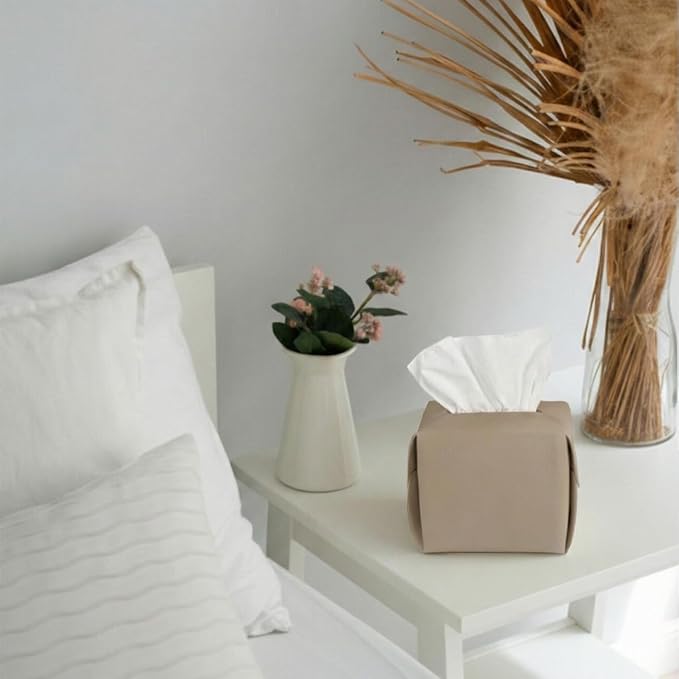 Tissue Box Cover Square, Leather Tissue Holder Organizer - Image 5
