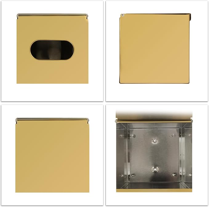 Sumnacon Tissue Box Cover Square Stainless Steel Tissue Box, Wall Mount Tissue - Image 4
