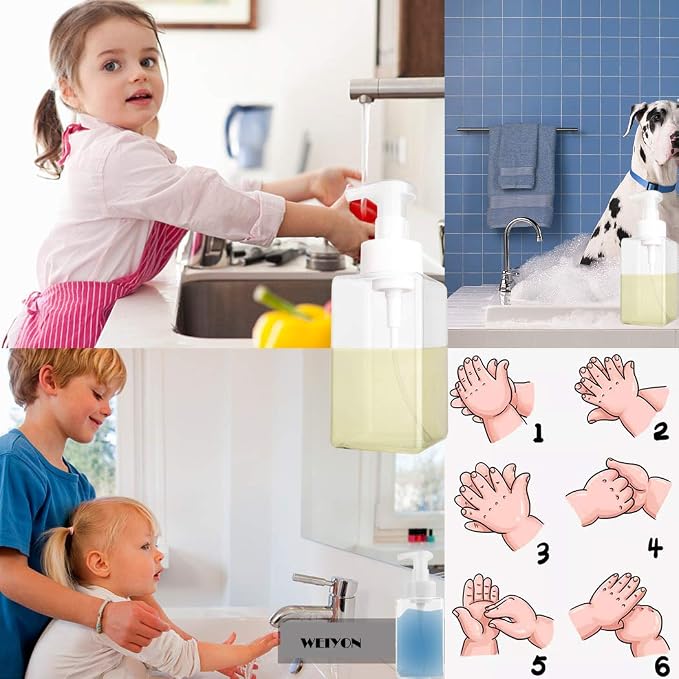 2 Pack Foaming Soap Dispenser 15oz Refillable Foam Liquid Hand Soap Empty - Image 6