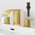 RUMOSE LED Bathroom Faucets Set Brushed Gold 8 inch Bathroom Sink Faucet 3 Hole by RUMOSE