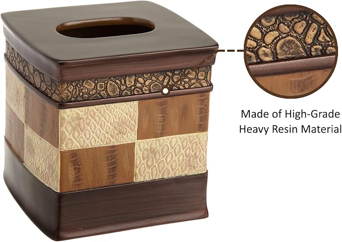 Zahari Home 2pc Zambia Animal Print Bath Accessories Set Waste Basket & Tissue - Image 6