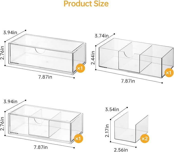 Medicine Cabinet Organizer 3 Pack, Plastic Stackable Storage - Image 2