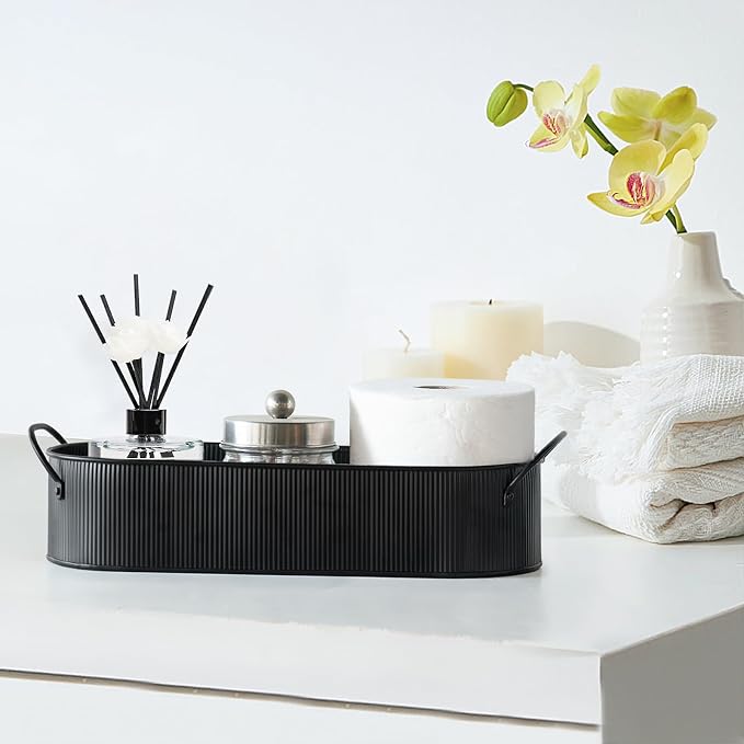 Mkono Metal Storage Basket for Toilet Tank Top Bathroom Decor, Galvanized Tray - Image 5