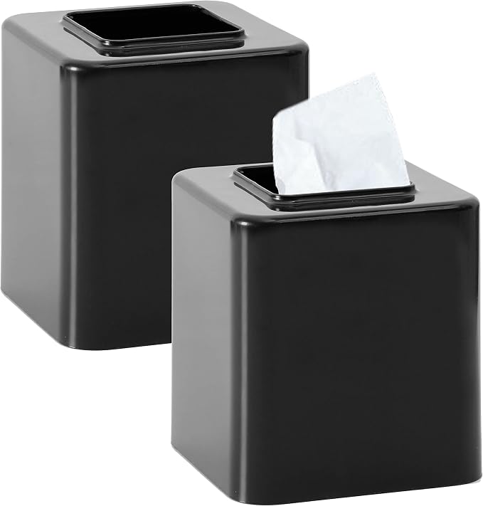 Youngever 2 Pack Tissue Box Covers, Plastic Square Tissue Box Holders, Square by Youngever